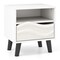 White Engineered Wood Nightstand with 3D Wavy Drawer, Open Shelf and Tapered Legs